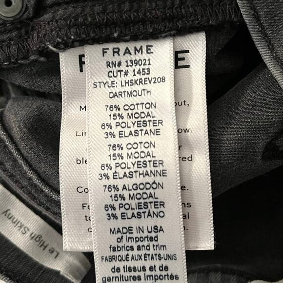 FRAME Le High Skinny Raw Hem Jeans in Dartmouth Wash Size 27 - Picture 7 of 8